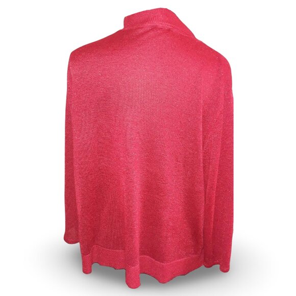 Avenue Red Metallic Open-Front Cardigan Sweater 26/28✨50% Off Bundles 3+ - Picture 2 of 5